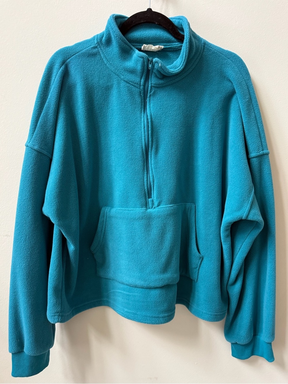 Teal Cowl-Neck Half-Zip Fleece Pullover Size 2X